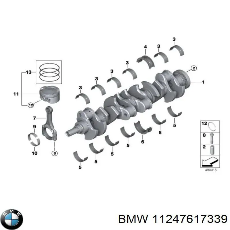 11247617339 BMW вкладиші колінвала, шатунні, комплект, стандарт (std)