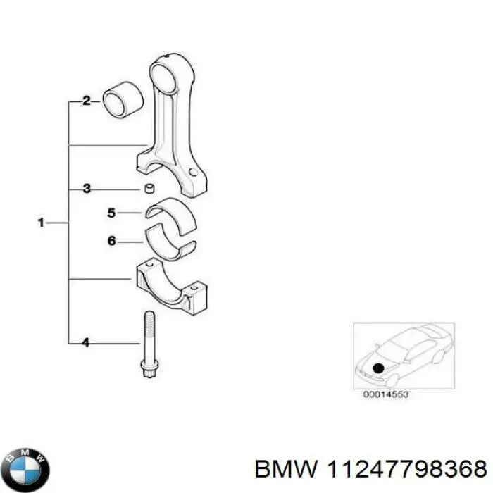 Шатун поршня ДВЗ на BMW 3 (E46)