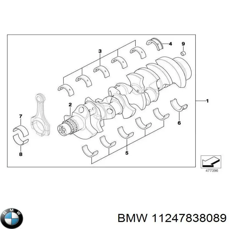 11247838089 BMW Комплект підшипників ковзання коленвалу