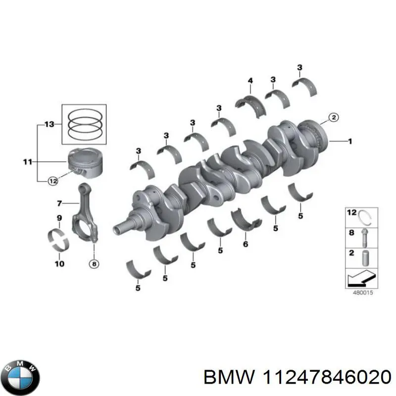 Купити 11247846020 BMW Вкладиші колінвала, шатунні, комплект, 1-й ремонт (+0,25)