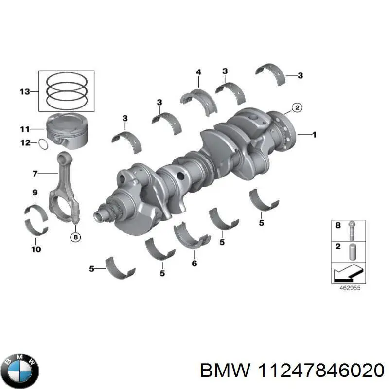 Вкладиші колінвала, шатунні, комплект, 1-й ремонт (+0,25) BMW 11247846020 ціна, від 34.33 USD