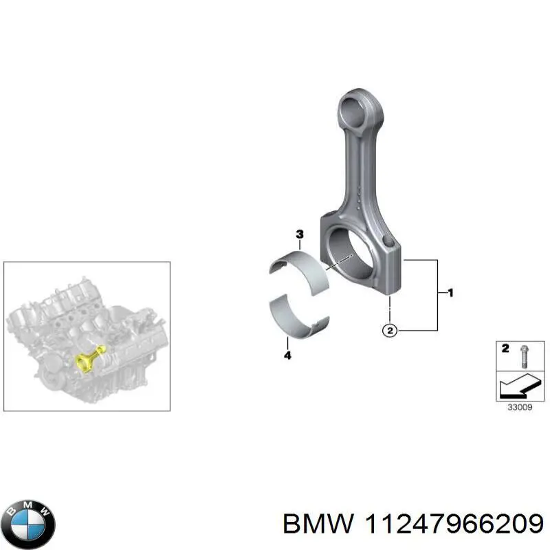 11247966209 BMW вкладиші колінвала, шатунні, комплект, стандарт (std)