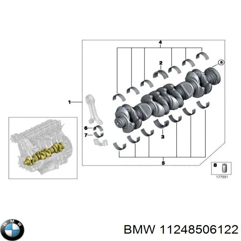 Шатун поршня двигуна BMW 11248506122 ціна, від 134.19 USD