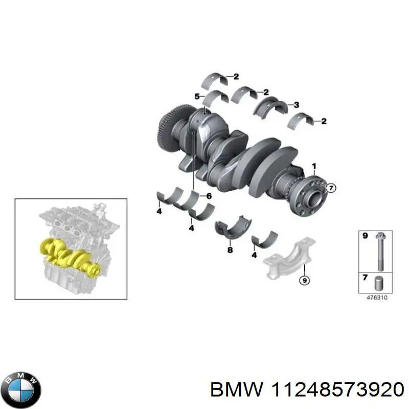 11248594395 BMW Вкладиші коленвала, шатунні, комплект, 1-й ремонт (+0,25)