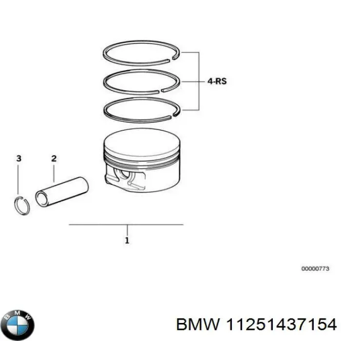 11251437154 BMW поршень в комплекті на 1 циліндр, 2-й ремонт (+0,50)