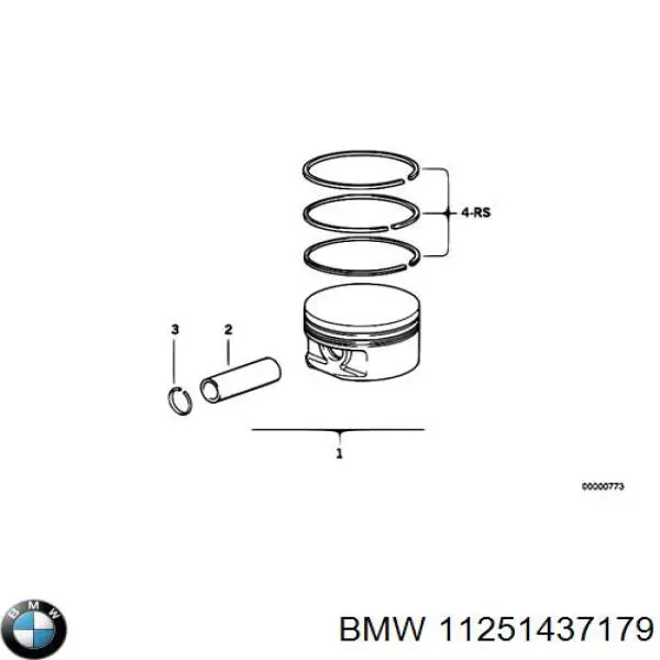 11251437179 BMW поршень в комплекті на 1 циліндр, 2-й ремонт (+0,50)