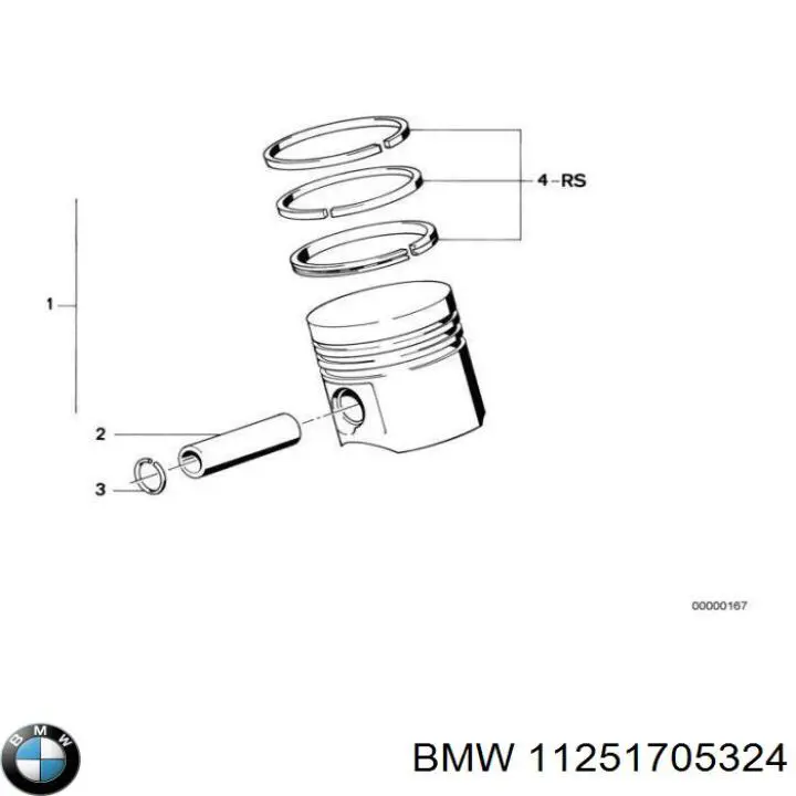 11251705324 BMW поршень в комплекті на 1 циліндр, 1-й ремонт (+0,25)