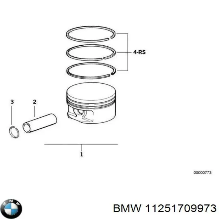 11251709973 BMW поршень в комплекті на 1 циліндр, std
