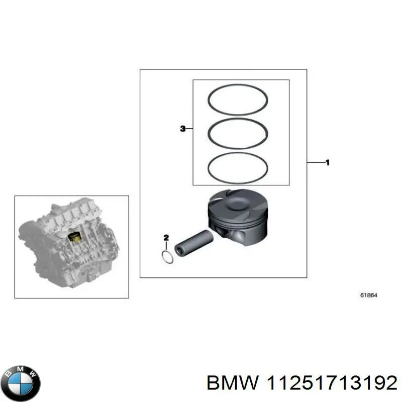 11251713192 BMW кільця поршневі на 1 циліндр, std.