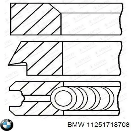 Кільця поршневі на 1 циліндр, STD. 11251718708 BMW