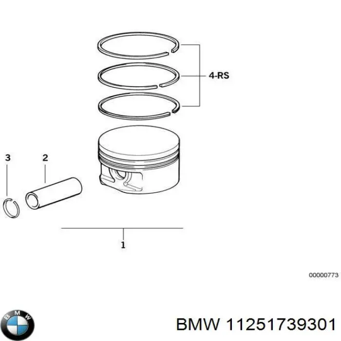 11251727701 BMW поршень в комплекті на 1 циліндр, std