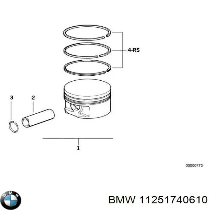 Поршень в комплекті на 1 циліндр, STD 11251740610 BMW