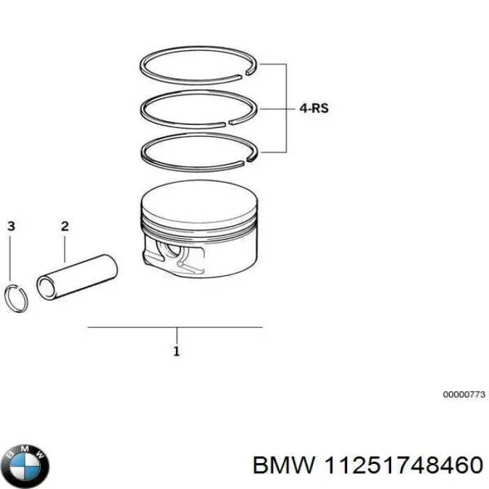 11251748460 BMW поршень в комплекті на 1 циліндр, std