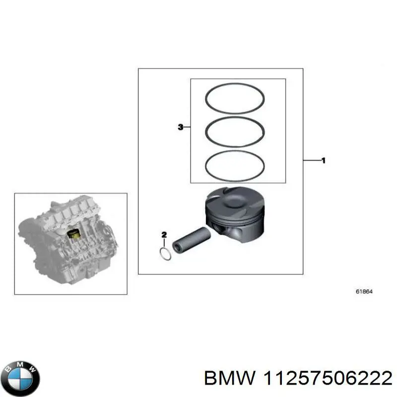 11257506222 BMW поршень в комплекті на 1 циліндр, std