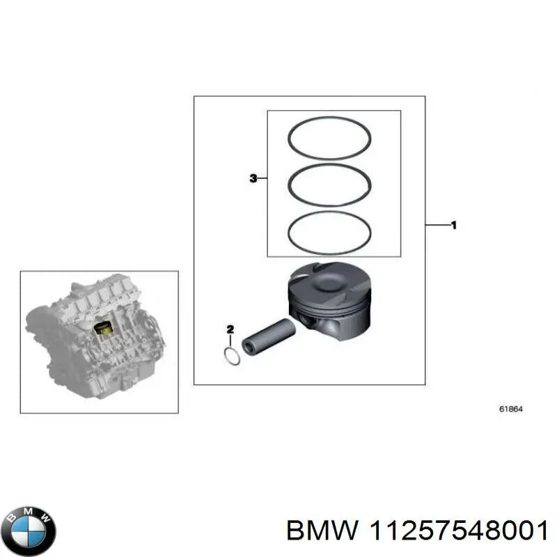 11257548001 BMW поршень в комплекті на 1 циліндр, std
