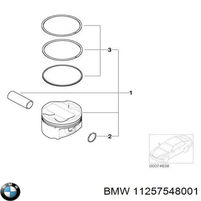 Купити 11257562451 BMW Поршень в комплекті на 1 циліндр, STD