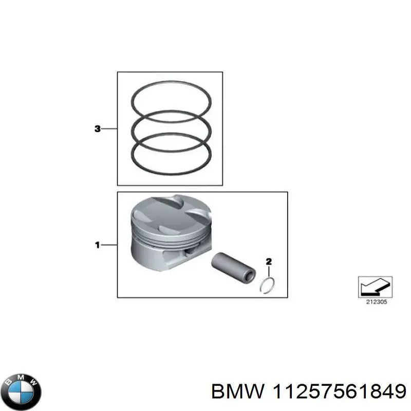 Кільця поршневі на 1 циліндр, 1-й ремонт (+0,25) BMW 11257561849 ціна, від 29.68 USD