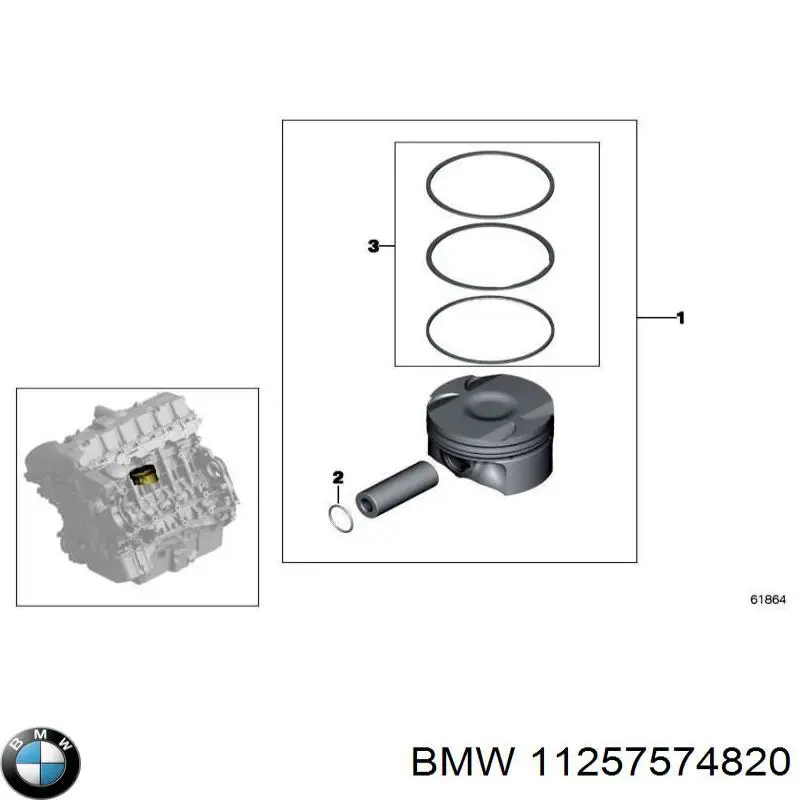 Поршня, 1-й ремонт (+0,25) BMW 11257617547 ціна, від 25.40 USD