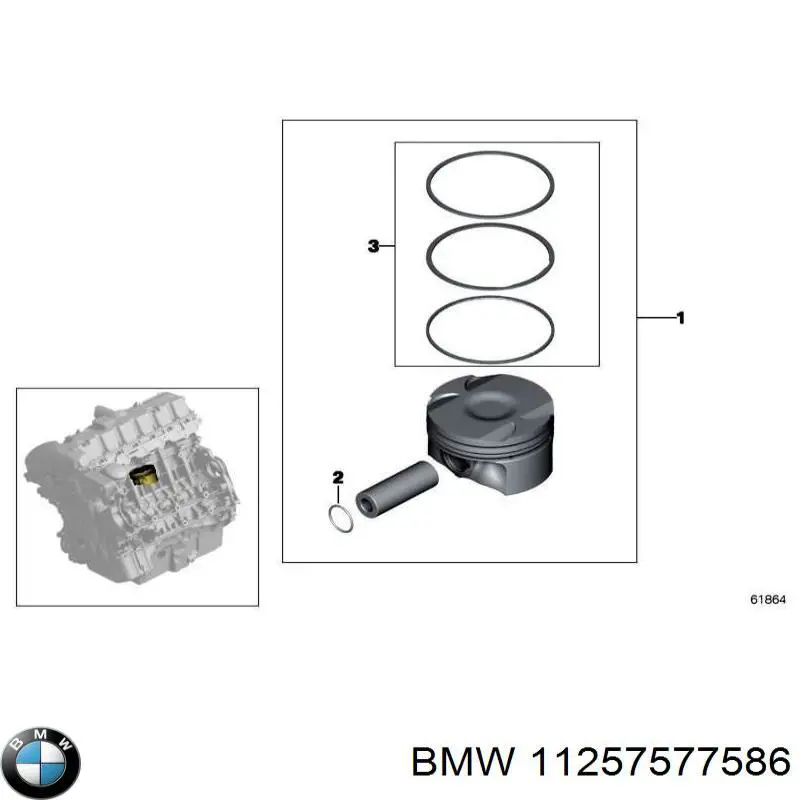 Кільця поршневі на 1 циліндр, STD. 11257577586 BMW