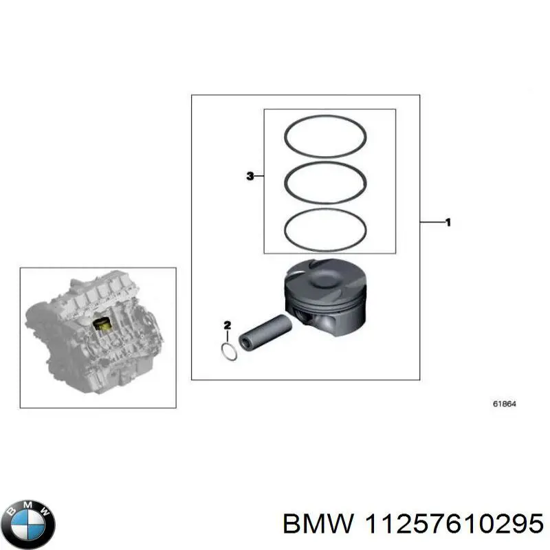 Комплект поршневих кілець компресора, на 1 циліндр, STD BMW 11257610296 ціна, від 19.42 USD