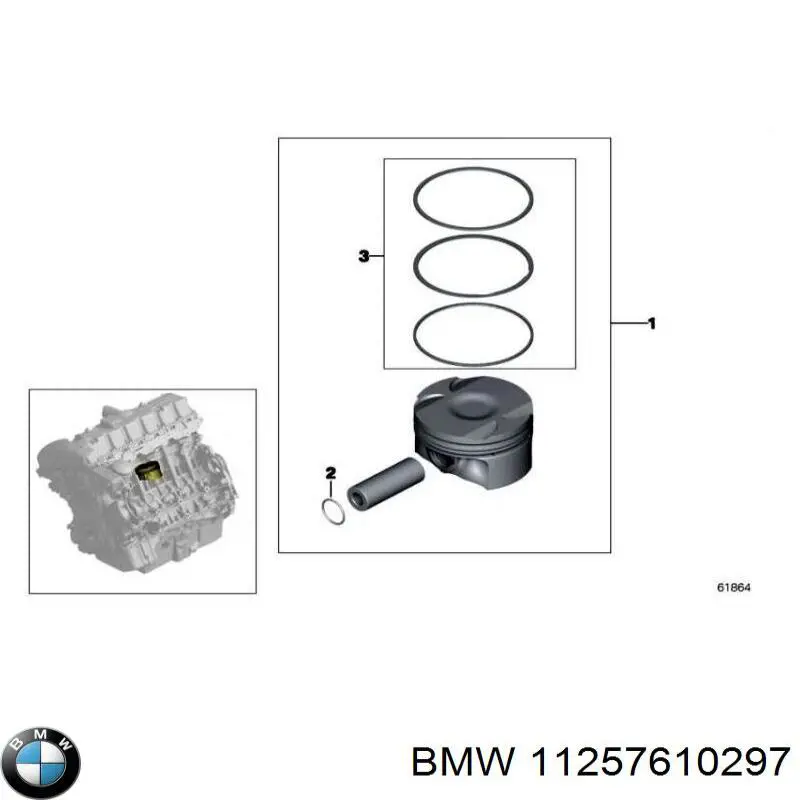 11257610297 BMW кільця поршневі компресора, на 1 циліндр, std