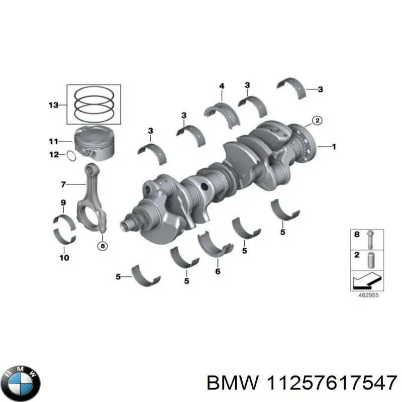 Поршень в комплекті на 1 циліндр, 1-й ремонт (+0,25) на BMW X5 (F15, F85)