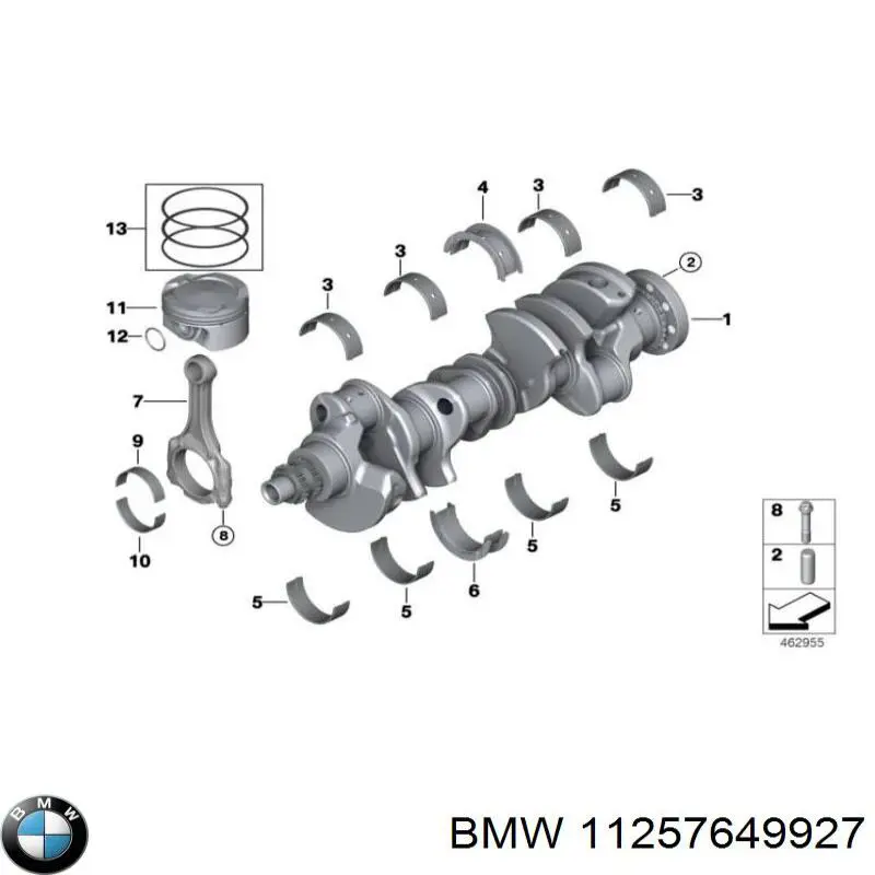 Кільця поршневі комплект на мотор, 1-й ремонт (+0,25) 11257649927 BMW