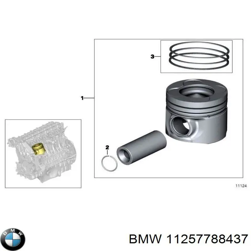 Кільця поршневі комплект на мотор, 1-й ремонт (+0,25) BMW 11257788437 ціна, від 184.64 USD