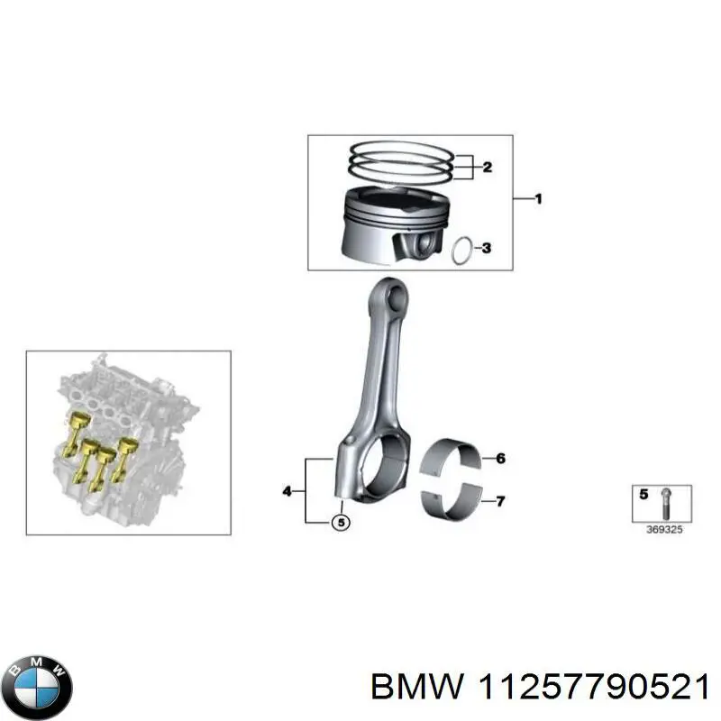 11257790521 BMW кільця поршневі на 1 циліндр, std.