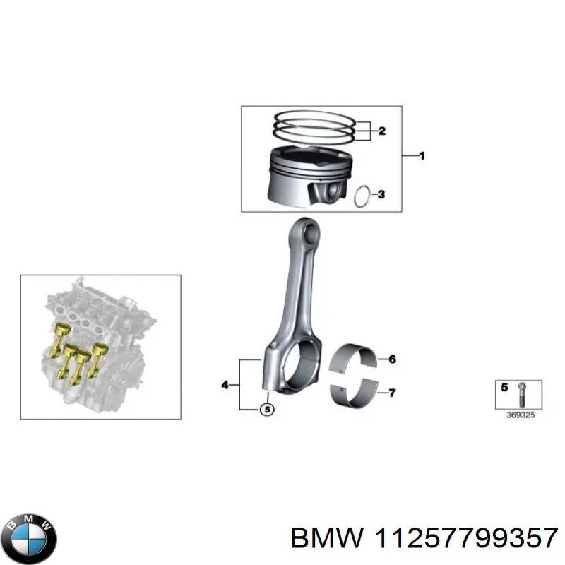 Поршня на 1 циліндр, STD на BMW X5 (E53)