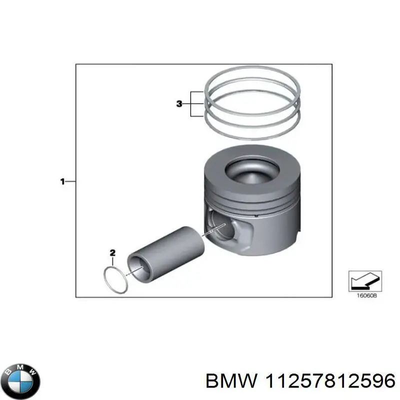 11257812596 BMW Поршень в комплекті на 1 циліндр, 1-й ремонт (+0,25)
