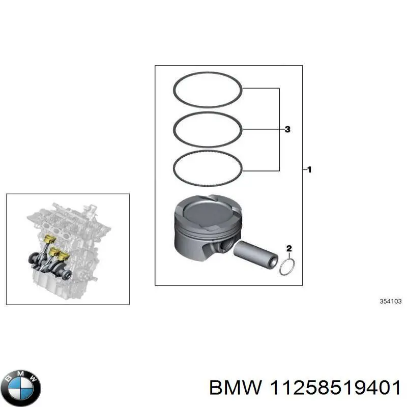 Поршень в зборі BMW 11258519401 ціна, від 91.11 USD