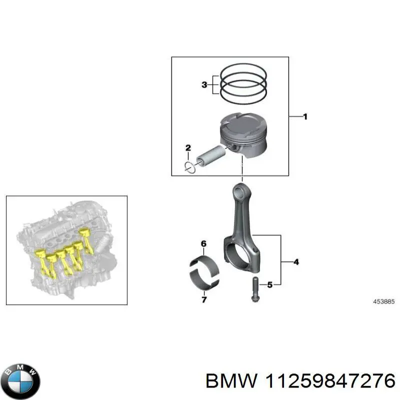 Кільця поршневі на 1 циліндр, STD. 11259847276 BMW