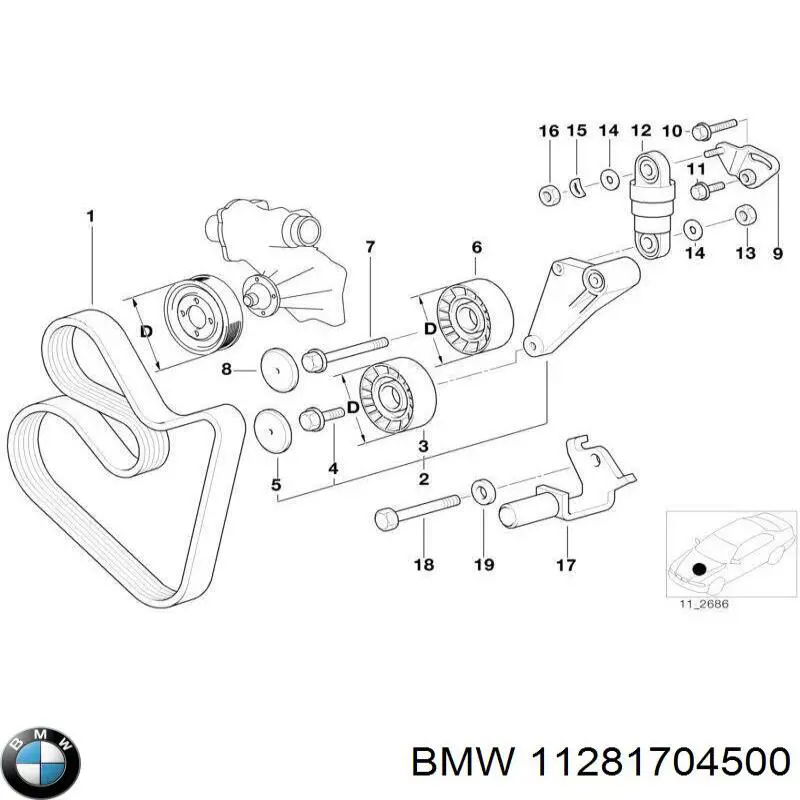 Ролик приводного ременя, паразитний BMW 11281704500 ціна, від 15.67 USD