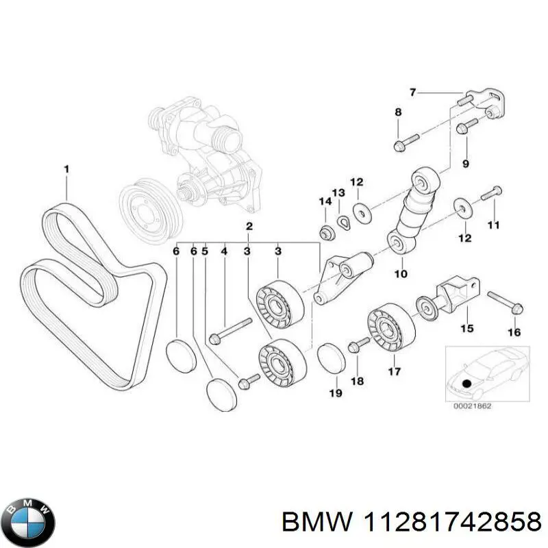 11281742858 BMW Кронштейн натягувача приводного ременя