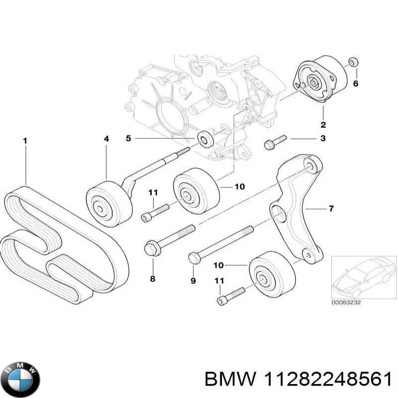 Кронштейн натягувача приводного ременя BMW 11282248561 ціна, від 40.54 USD