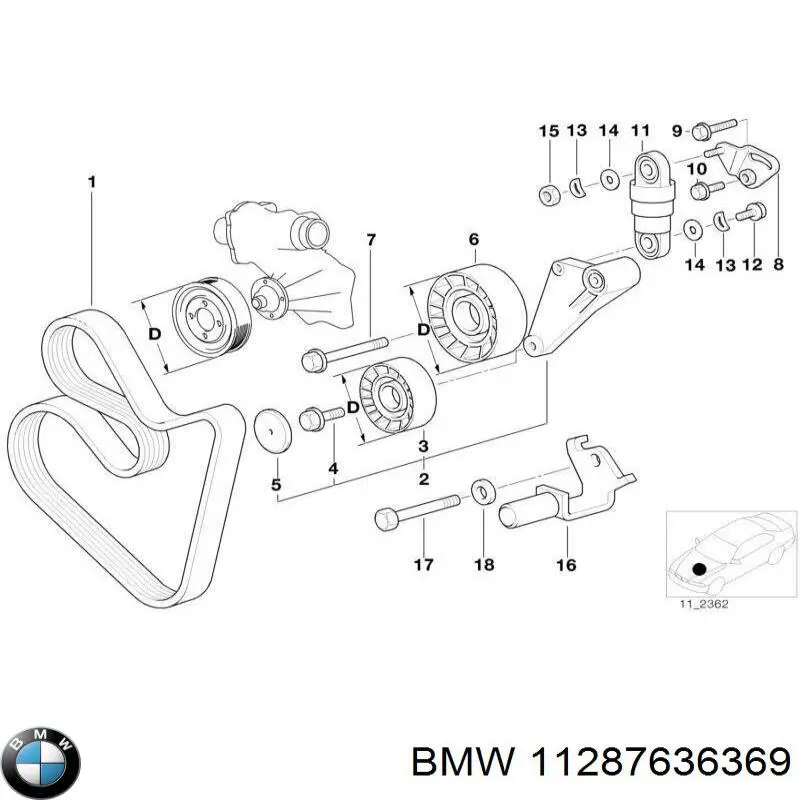 Ремінь приводний, агрегатів 11287636369 BMW