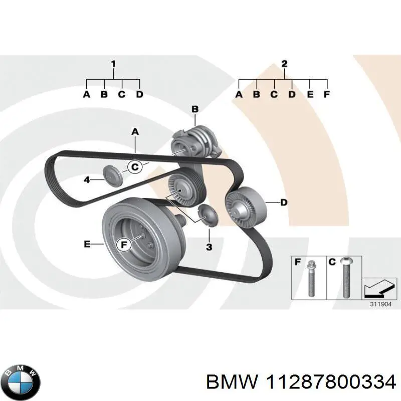 Натягувач приводного ременя BMW 11287800334 ціна, від 42.23 USD