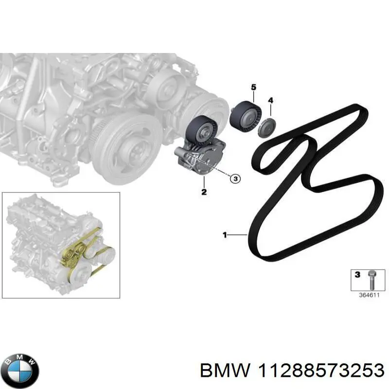 Клиновий ремінь BMW 11288573253 ціна, від 16.72 USD
