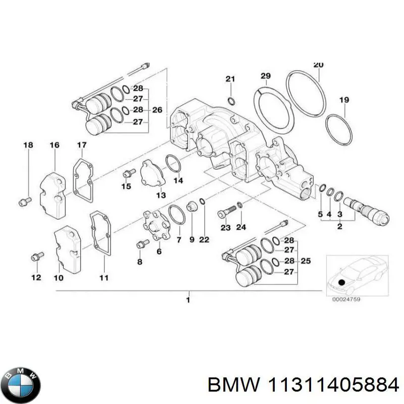 Клапан електромагнітний положення (фаз) розподільного валу BMW 11311405884 ціна, від 1559.08 USD