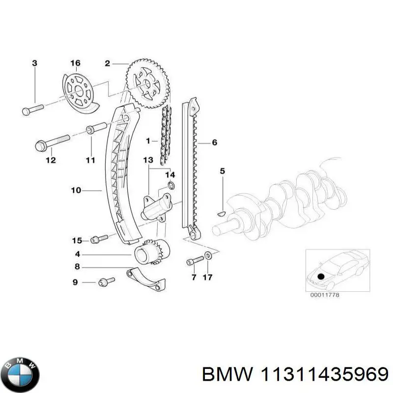 Заспокоювач ланцюга ГРМ BMW 11311435969