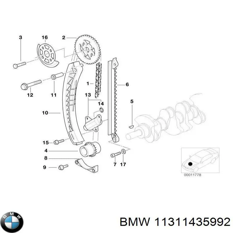11311435992 BMW Шестерня приводу розподільного валу