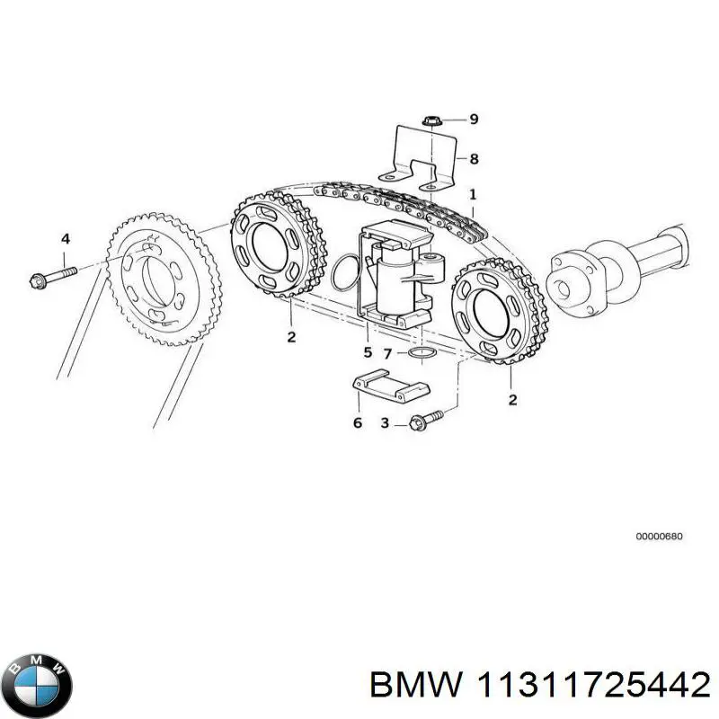 Натягувач ланцюга ГРМ розподілвалів, правого на BMW 7 (E32)