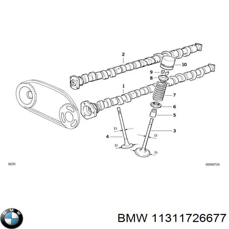 Розподільний вал двигуна випускний 11311726677 BMW