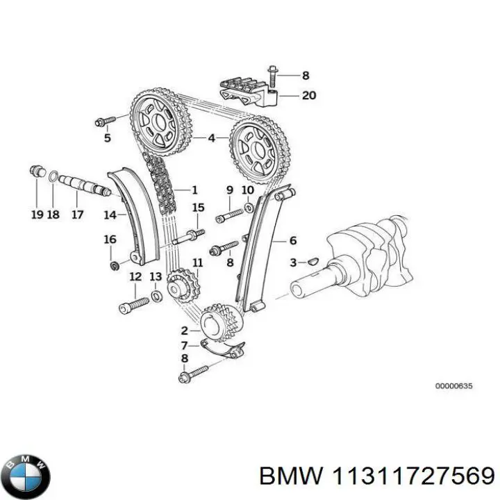 Шестерня натягувача ланцюга ГРМ на BMW 3 (E36)