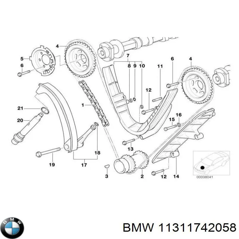 Зірочка-шестерня распредвала двигуна, зовнішня на BMW 7 (E38)