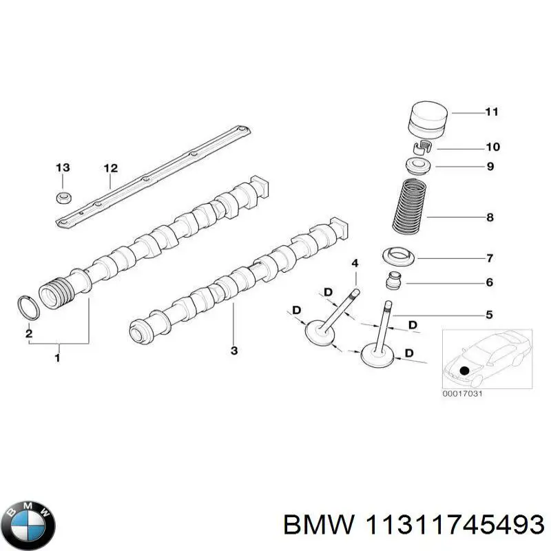 11311745493 BMW розподільний вал двигуна впускний лівий