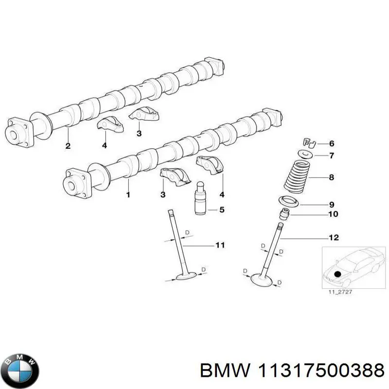11317500388 BMW Розподільчий вал впускний