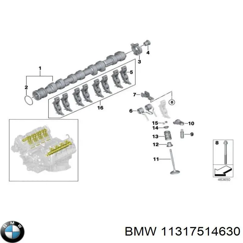 Розподільний вал двигуна впускний 11317514630 BMW