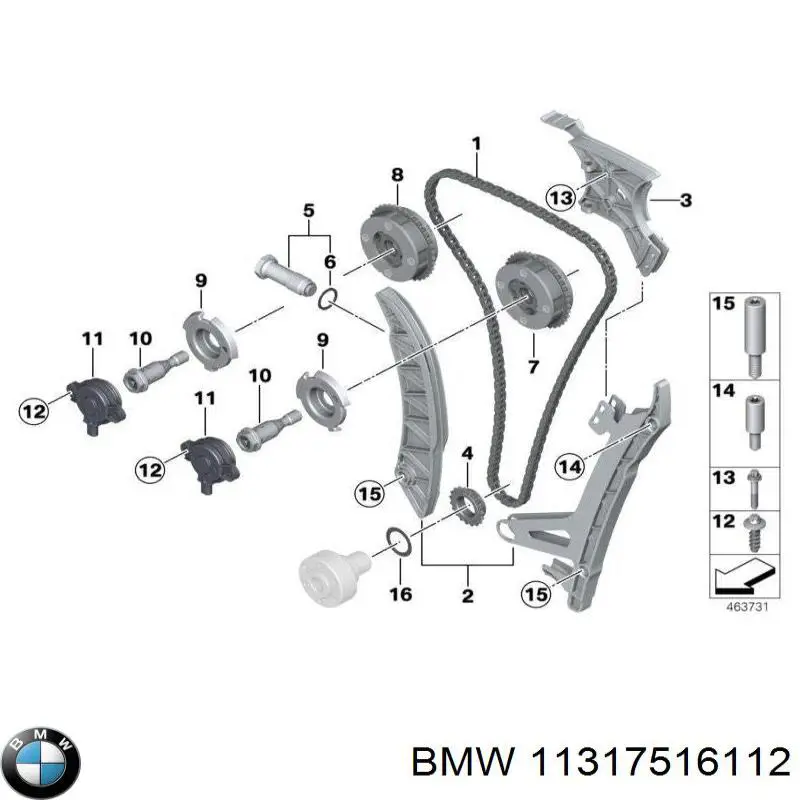 11317516112 BMW болт натягувача ланцюга грм